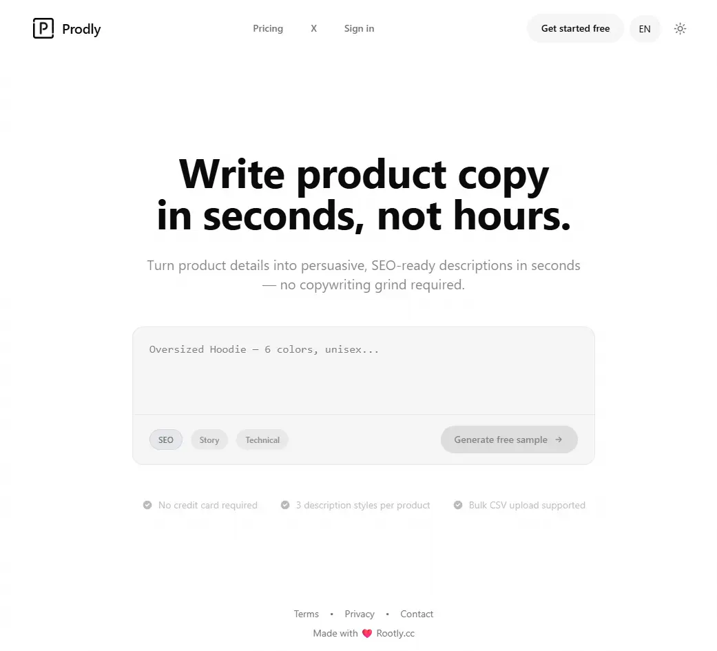 Prodly - AI Product Description SaaS Source Code screenshot 2