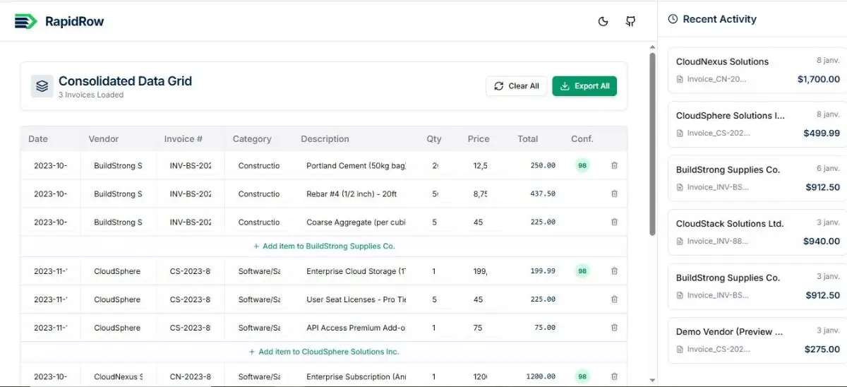 RapidRow screenshot 2