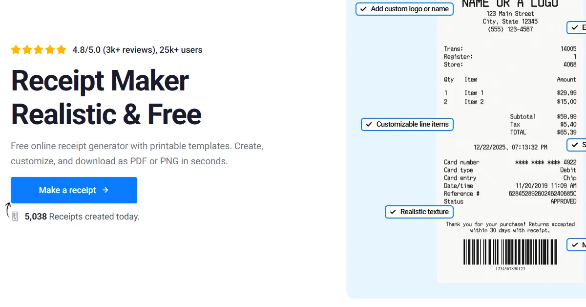 Receipt Maker screenshot 1