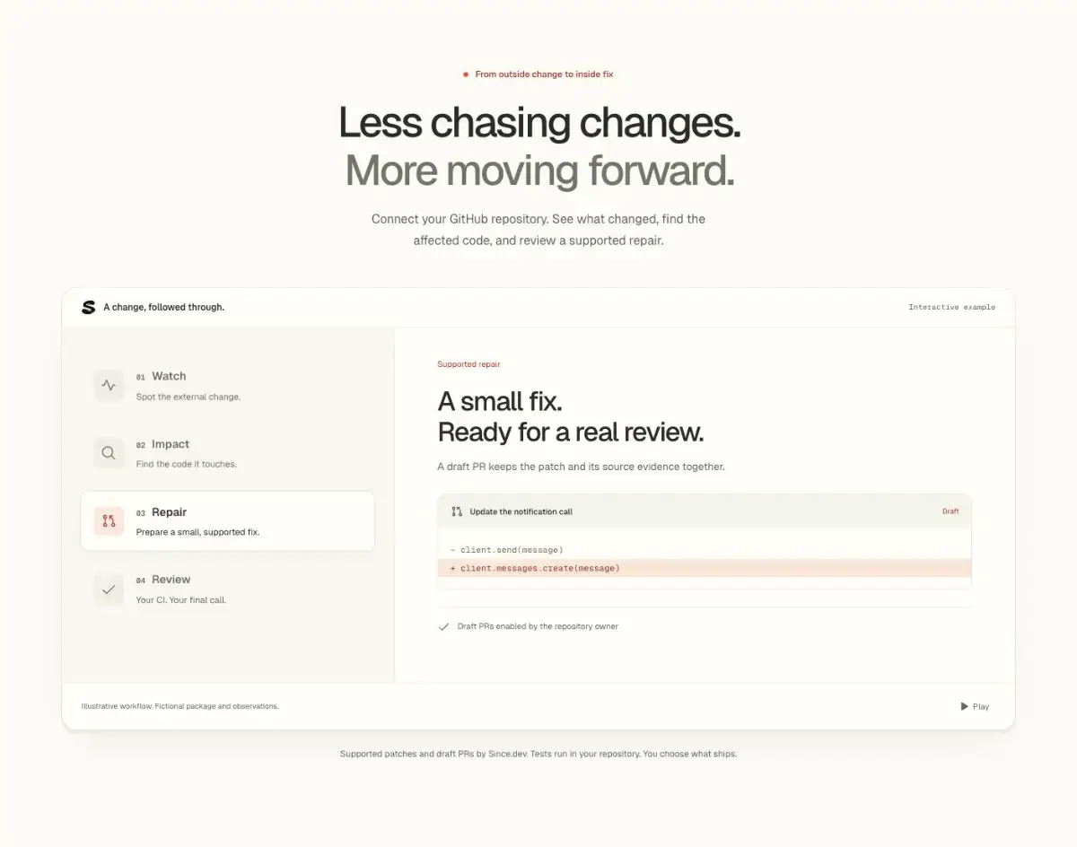 Since.dev screenshot 2