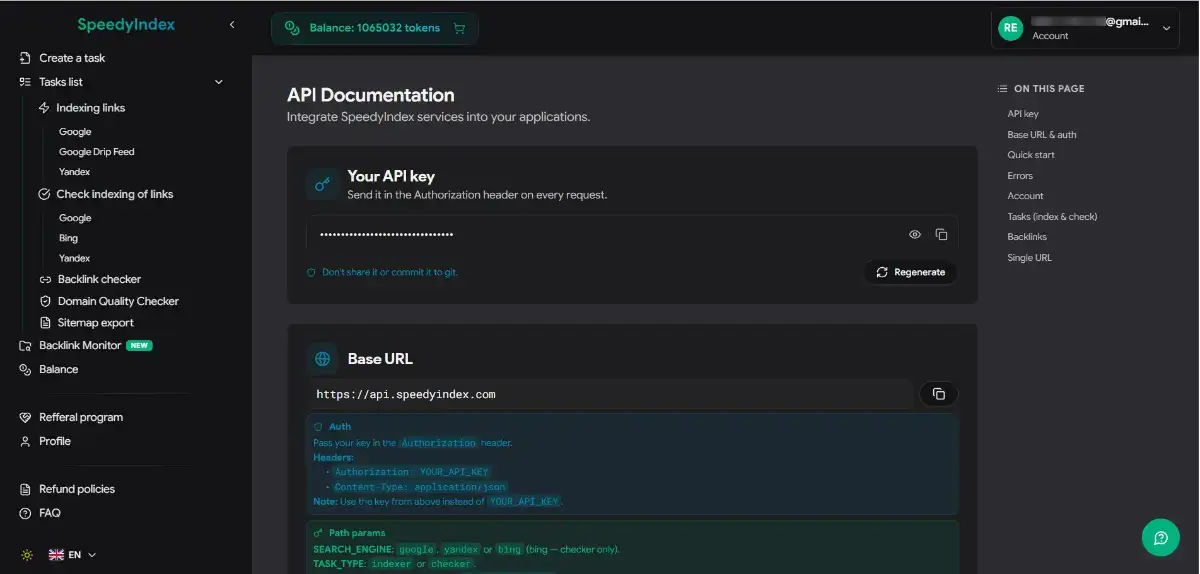SpeedyIndex Indexing Service screenshot 3