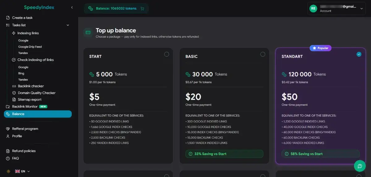 SpeedyIndex Indexing Service screenshot 4
