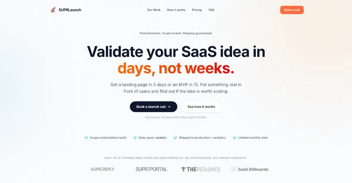 SUPRLaunch | From idea to MVP screenshot 1