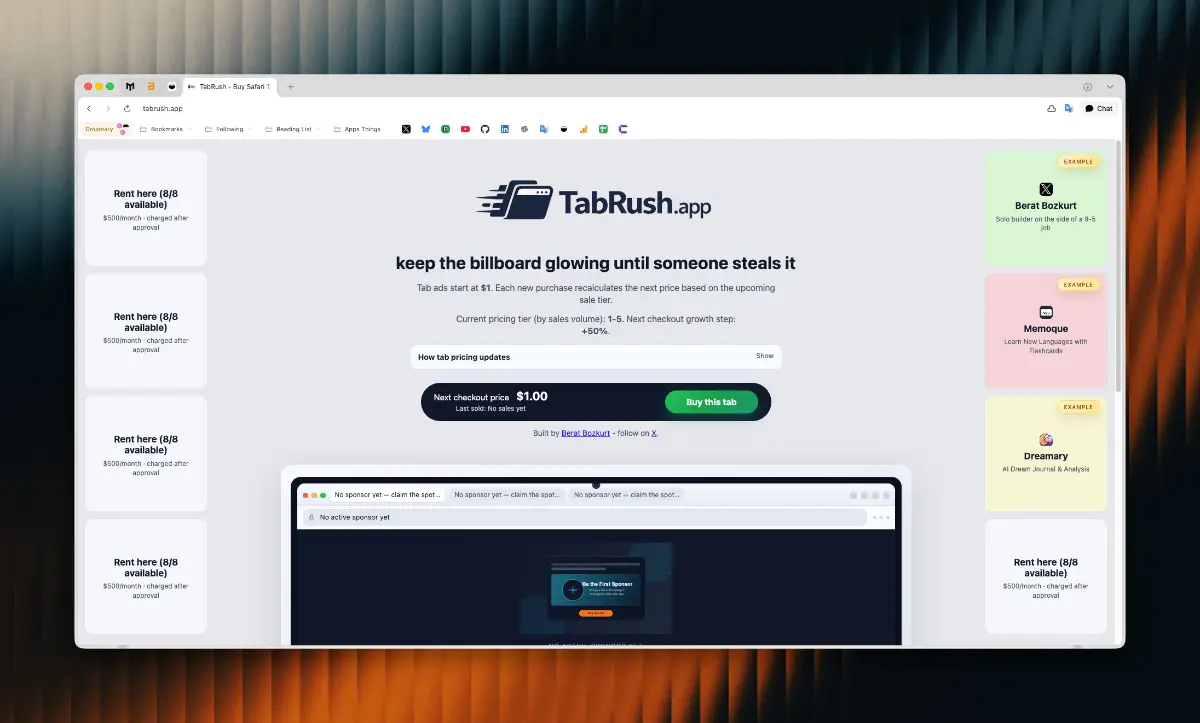TabRush – Be Fast, Put Your Ad screenshot 1