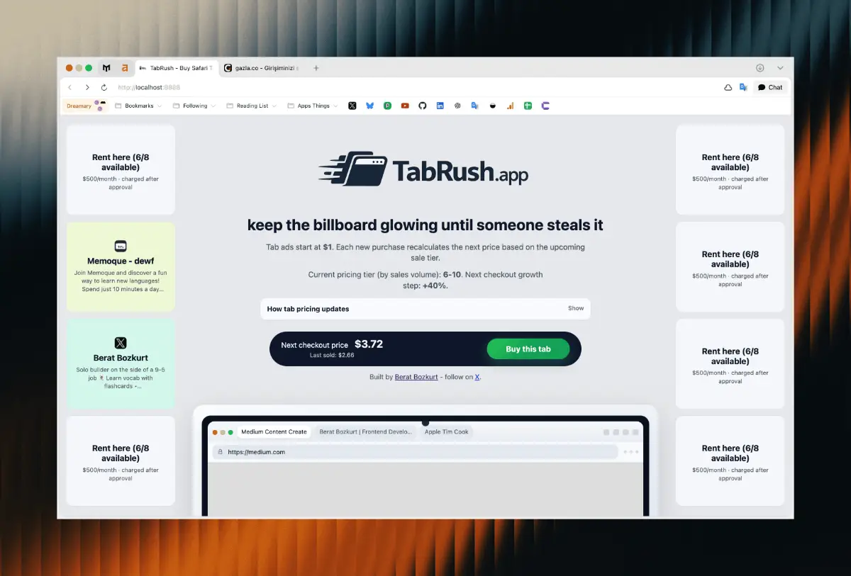 TabRush – Be Fast, Put Your Ad screenshot 2
