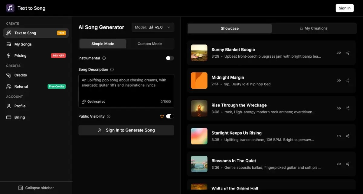 Text to Song product image
