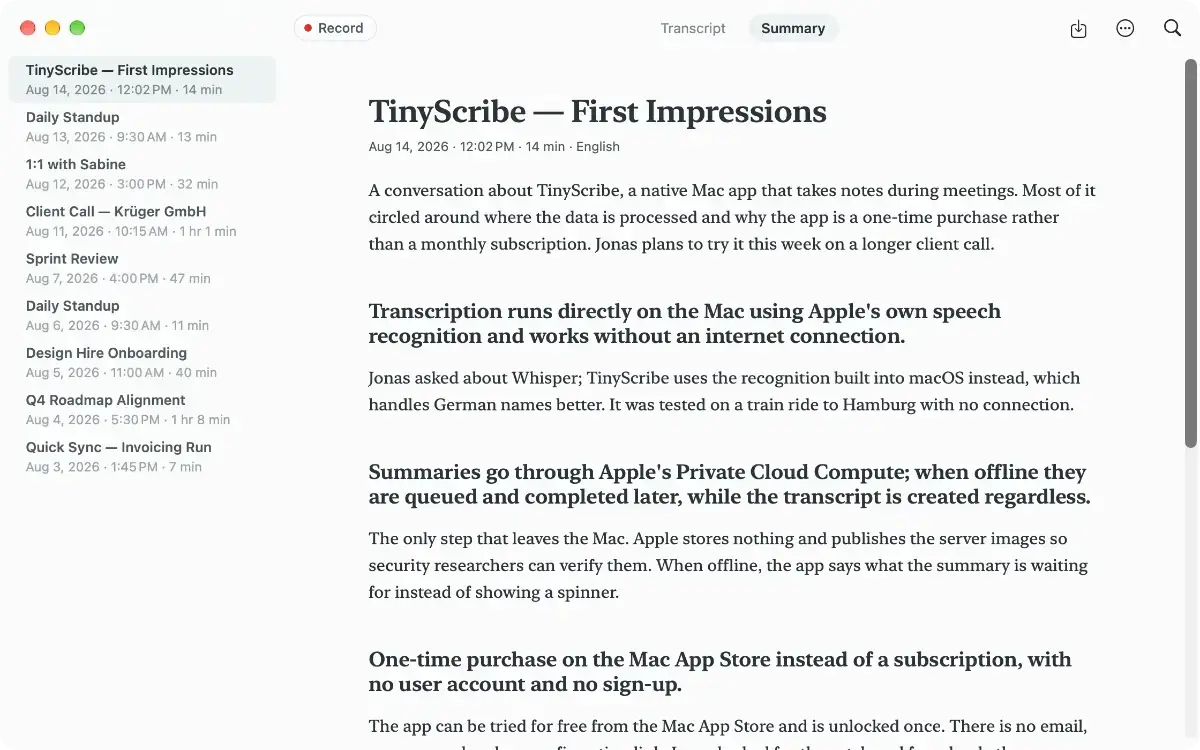 TinyScribe screenshot 2