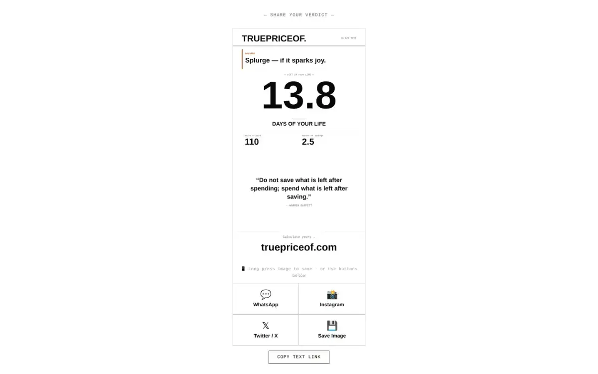 TruePriceOf screenshot 1