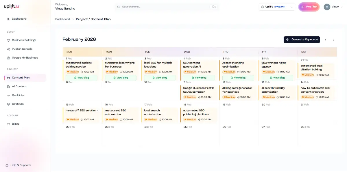 UpliftAI SEO on Autopilot screenshot 2