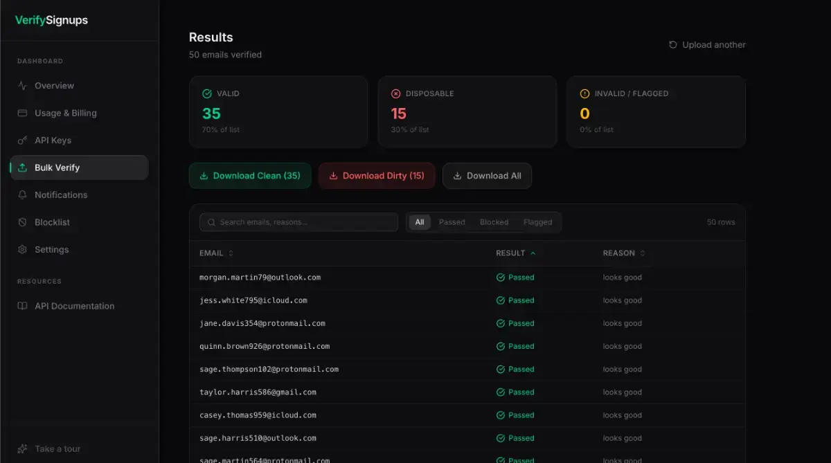 VerifySignups screenshot 2