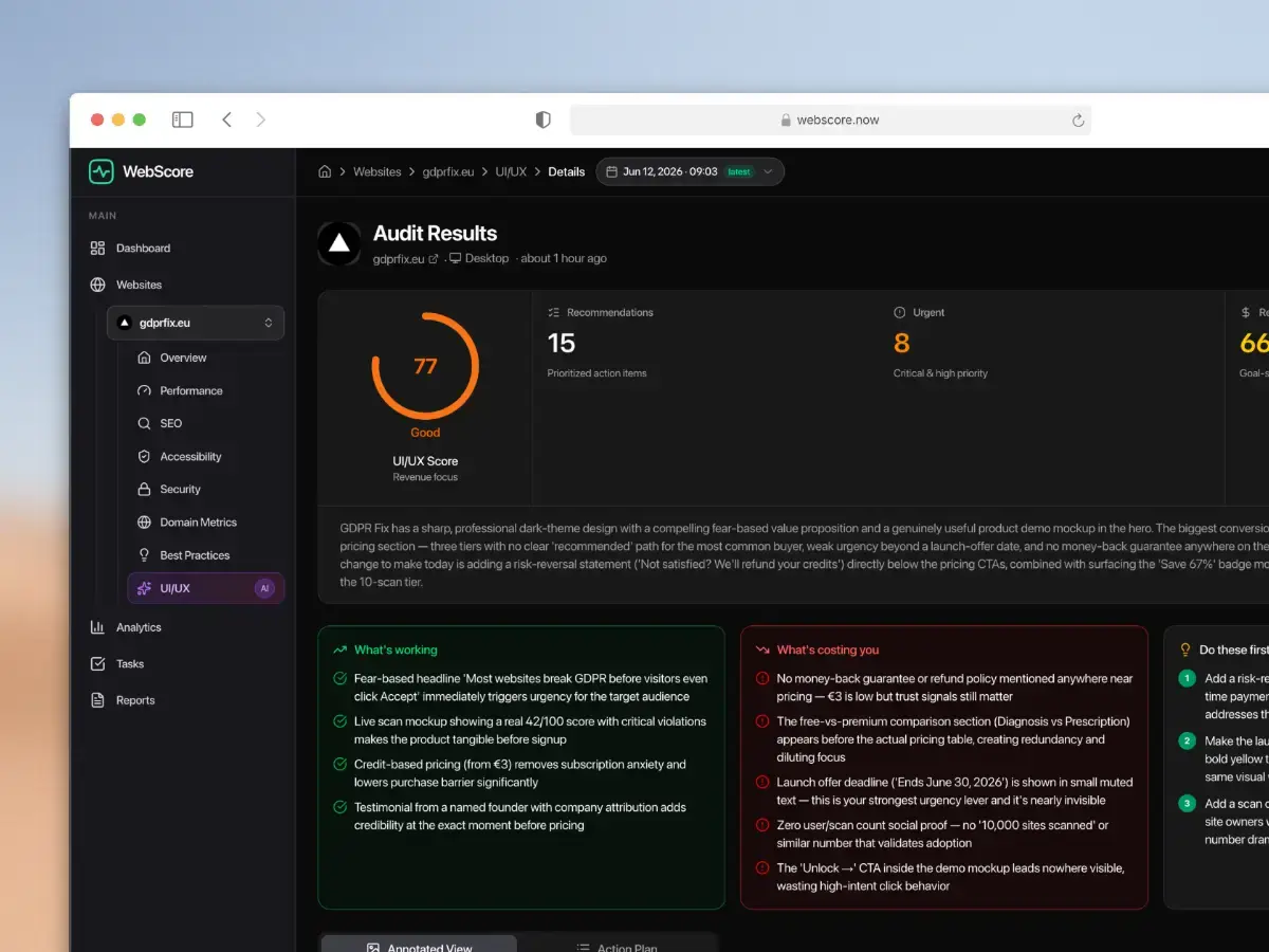 WebScore.now screenshot 2