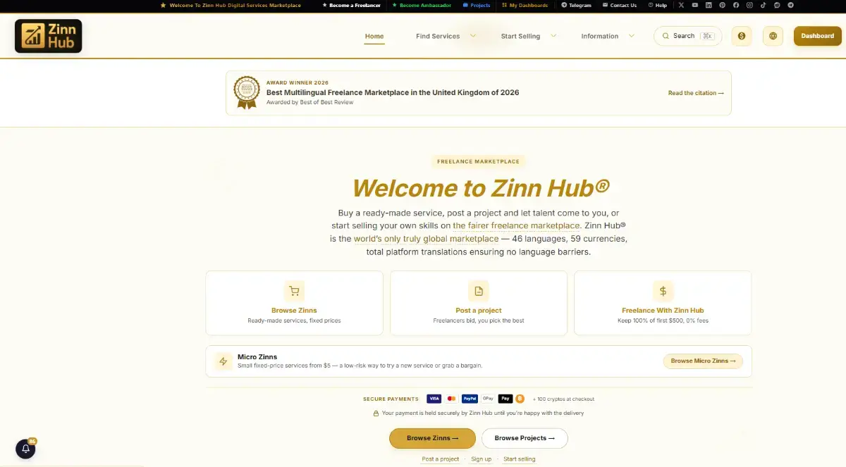 Zinn Hub Freelance Marketplace screenshot 3