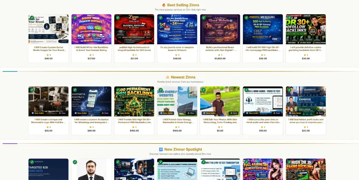 Zinn Hub Freelance Marketplace screenshot 4