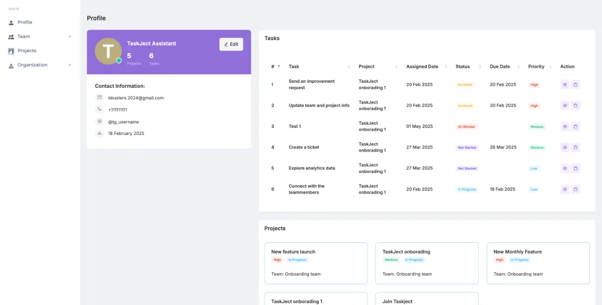 TaskJect screenshot 1
