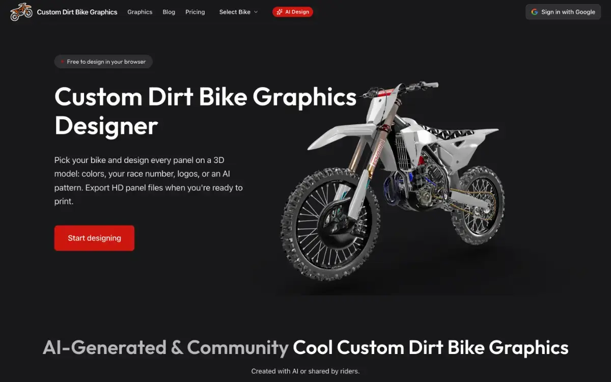 Custom Dirt Bike Graphics AI screenshot 1