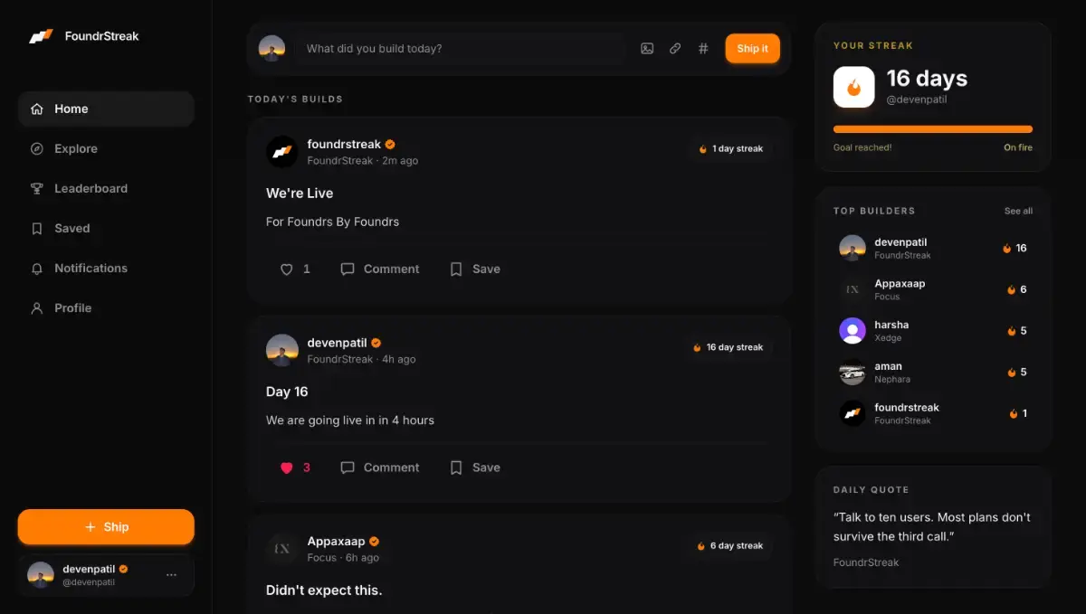 FoundrStreak screenshot 1