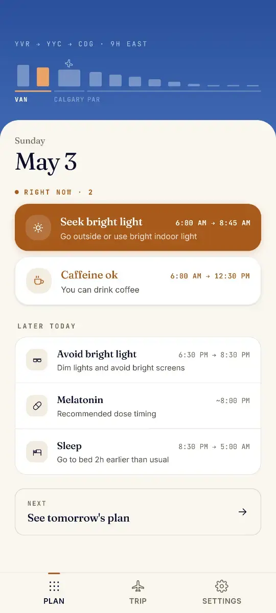Jetlag Coach screenshot 1