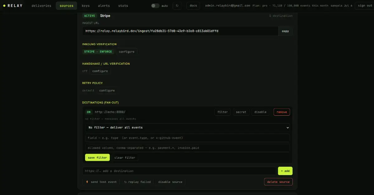 RelayBird screenshot 1