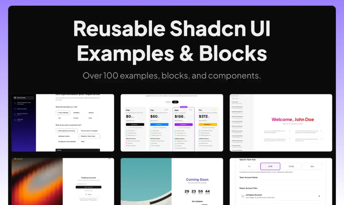Shadcn Examples screenshot 1