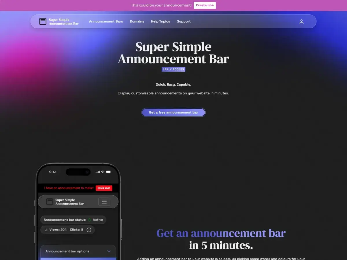 Super Simple Announcement Bar screenshot 1