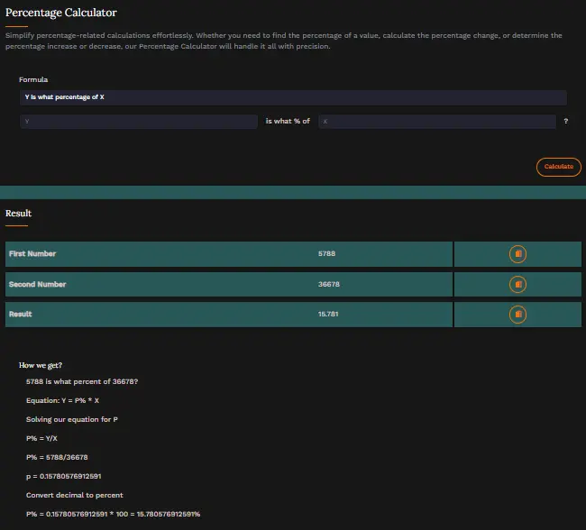 Smart Tools AI Percentage Calculator product image
