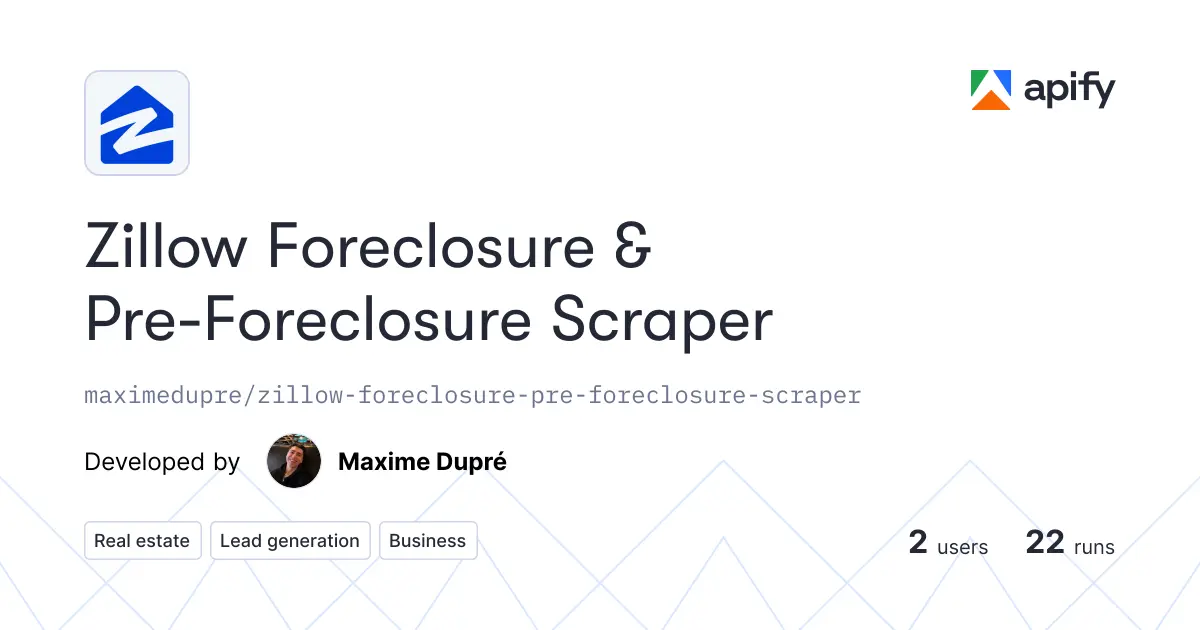 Zillow Foreclosure And Pre-Foreclosure Scraper product image