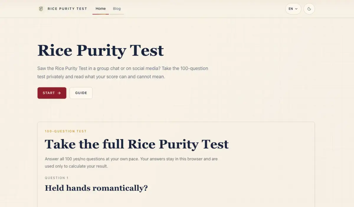 Take The Rice Purity Test product image