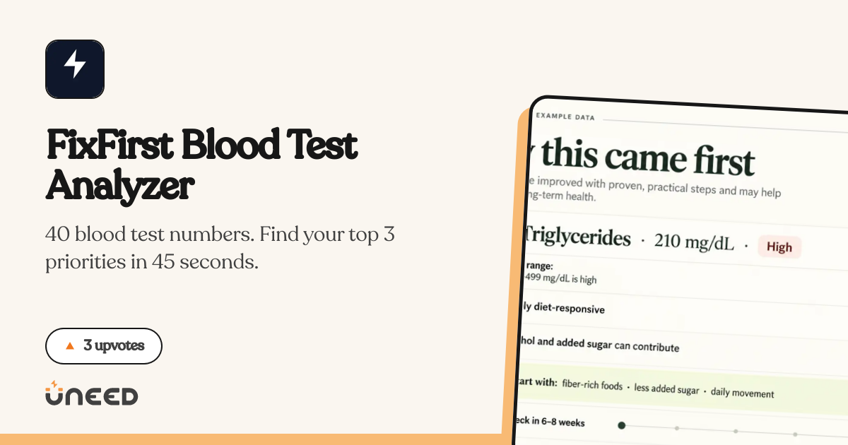 Discover FixFirst Blood Test Analyzer on Uneed