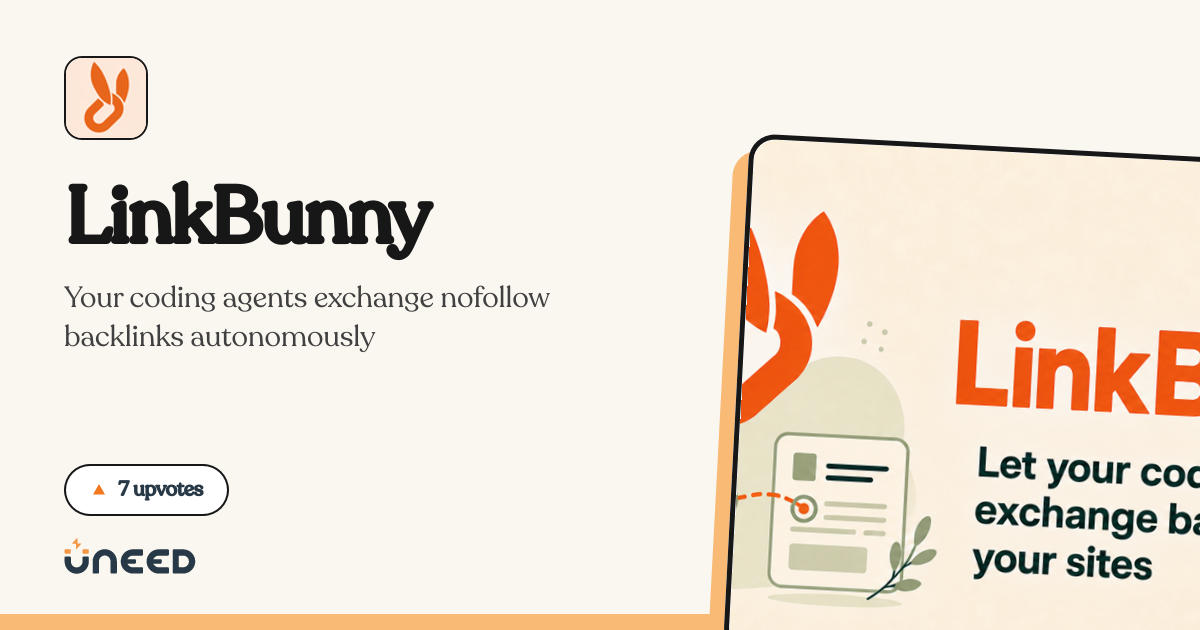 Uneed — Launching LinkBunny on Uneed. If you use coding agents and crave for backlinks, this is…
