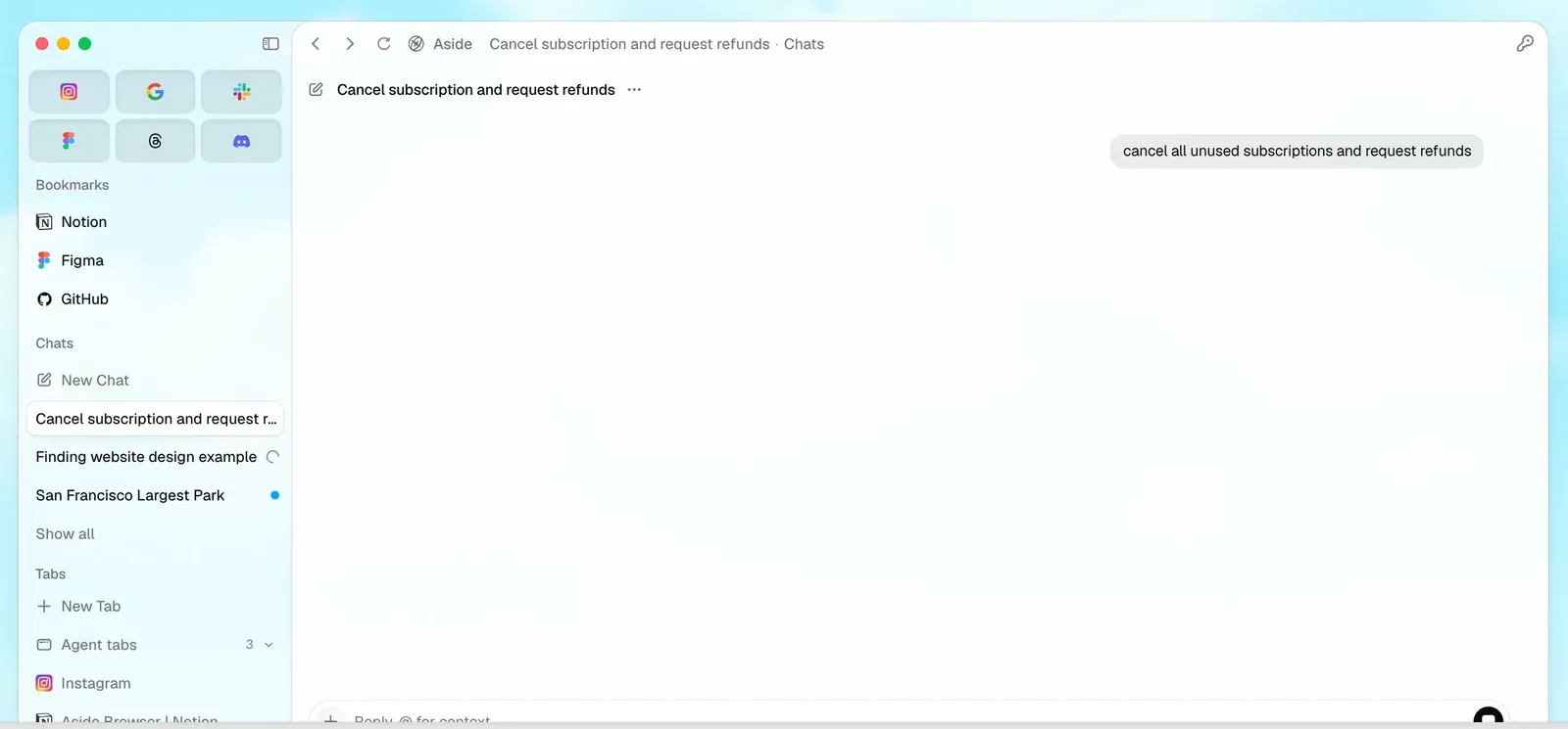 Aside browser interface