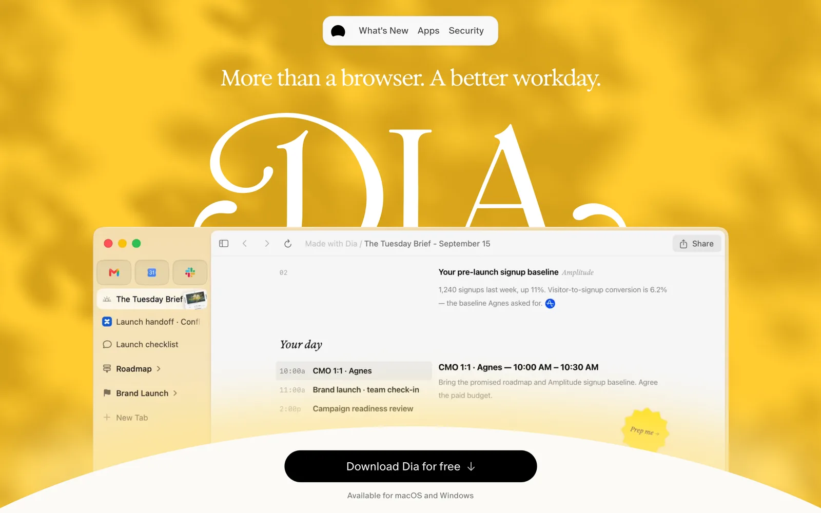 Dia browser interface