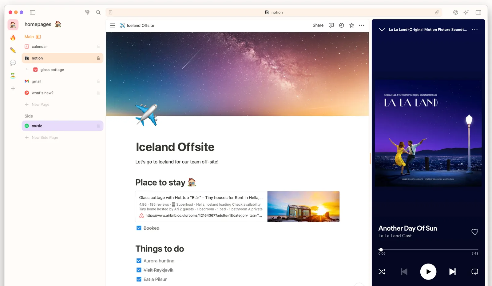 SigmaOS browser interface