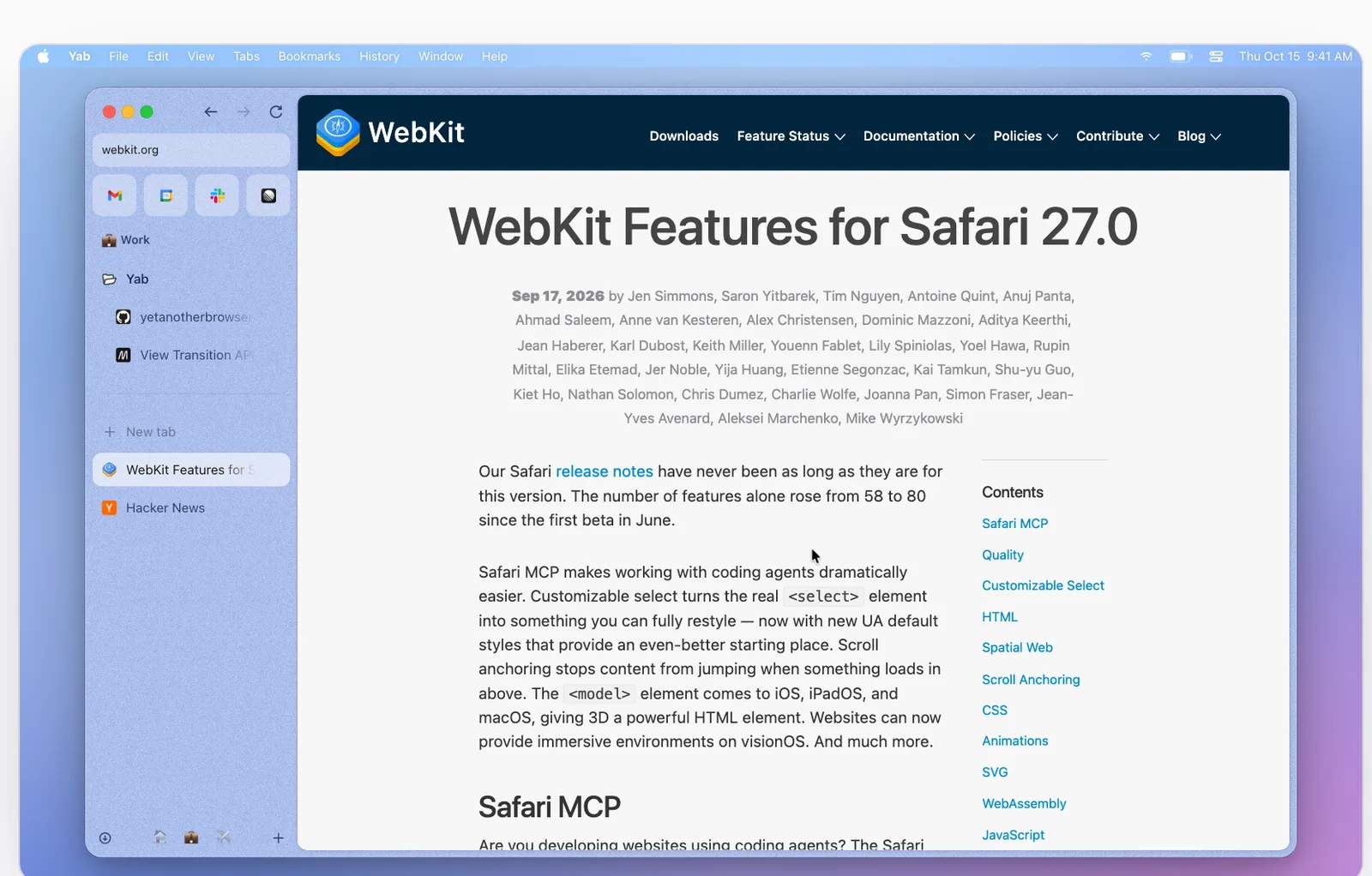 Yet Another Browser browser interface