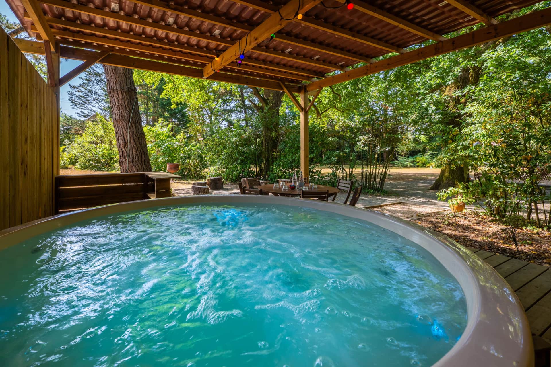 Bain nordique 8 personnes dans le jardin